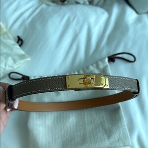 Hermes kelly belt etoupe ghw